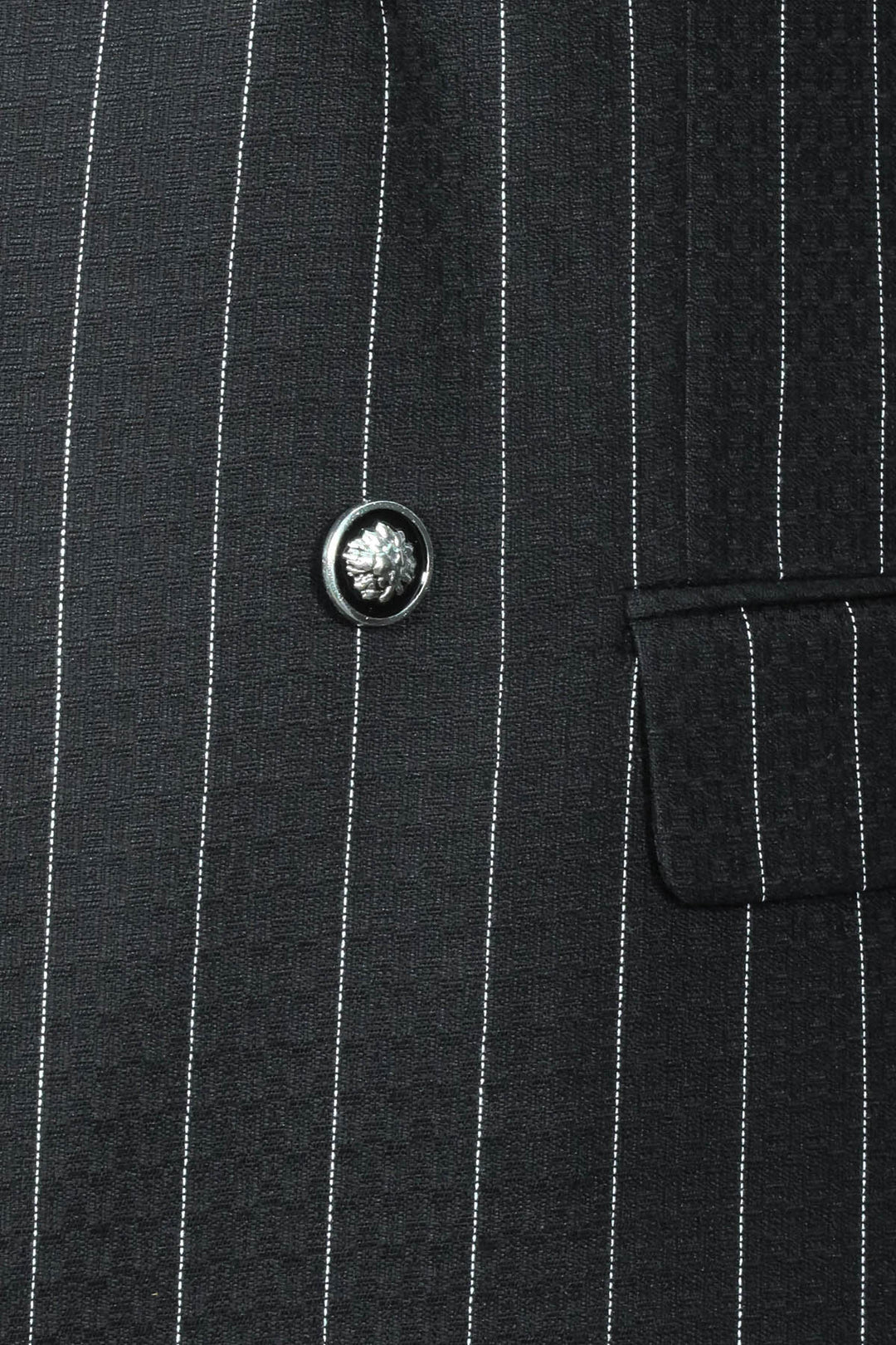 WSS Double Breasted Slim Fit Striped Black Men Blazer  - Medford