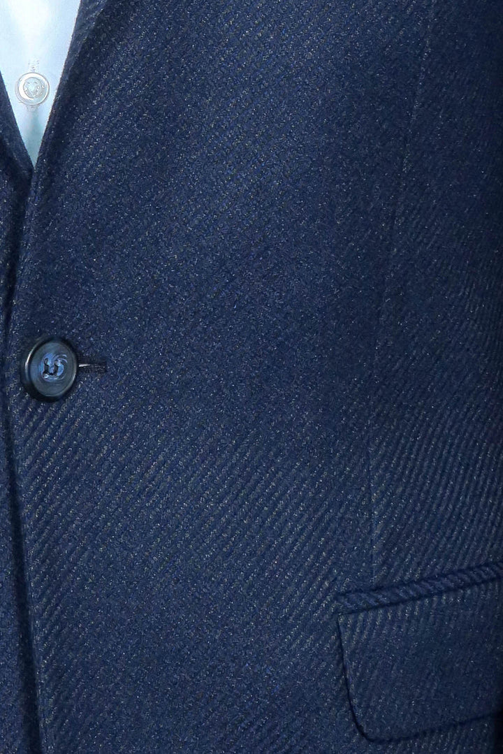 WSS Slim Fit Patterned Dark Blue Men Blazer  - Redding