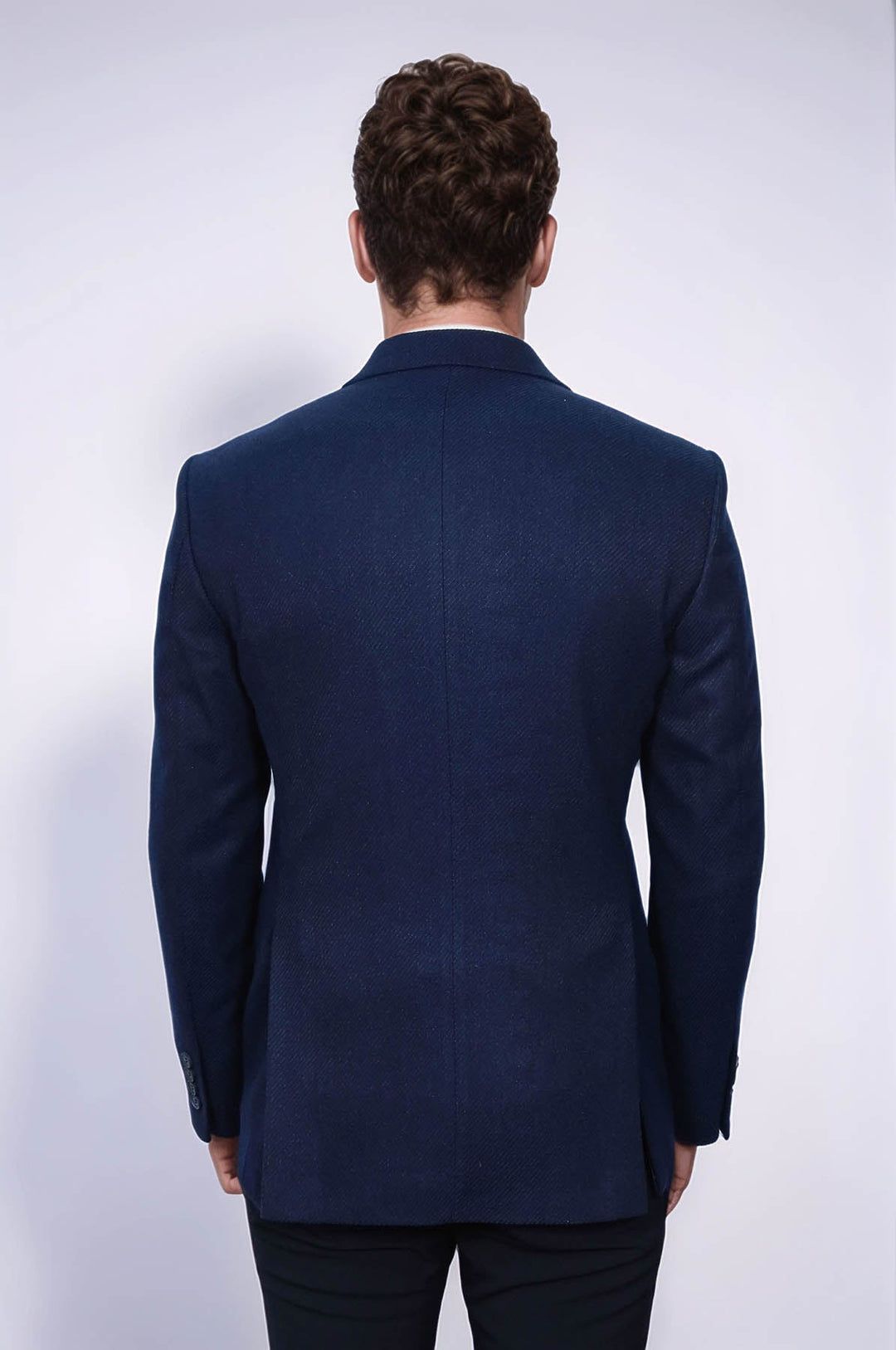 WSS Slim Fit Patterned Dark Blue Men Blazer  - Redding