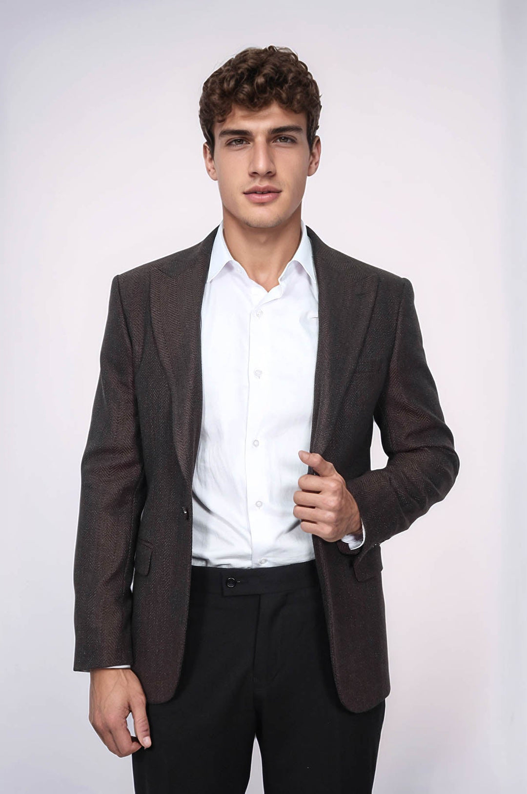 WSS Slim Fit Patterned Brown Men Blazer  - Surrey