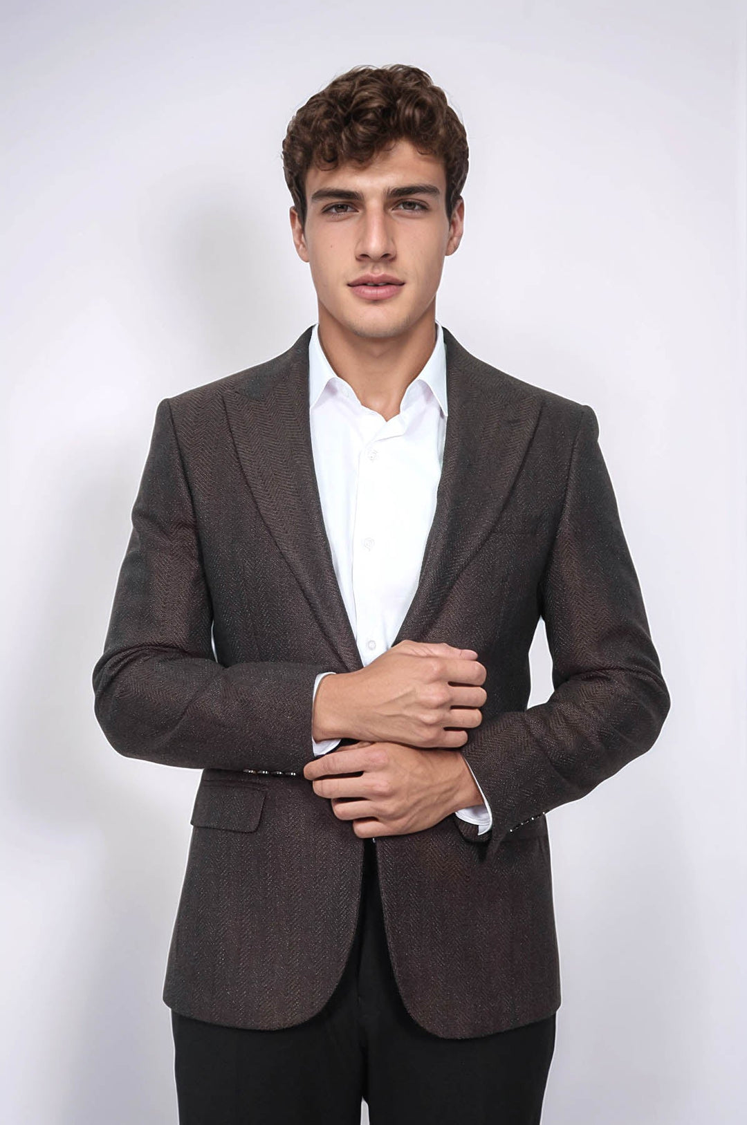 WSS Slim Fit Patterned Brown Men Blazer  - Surrey