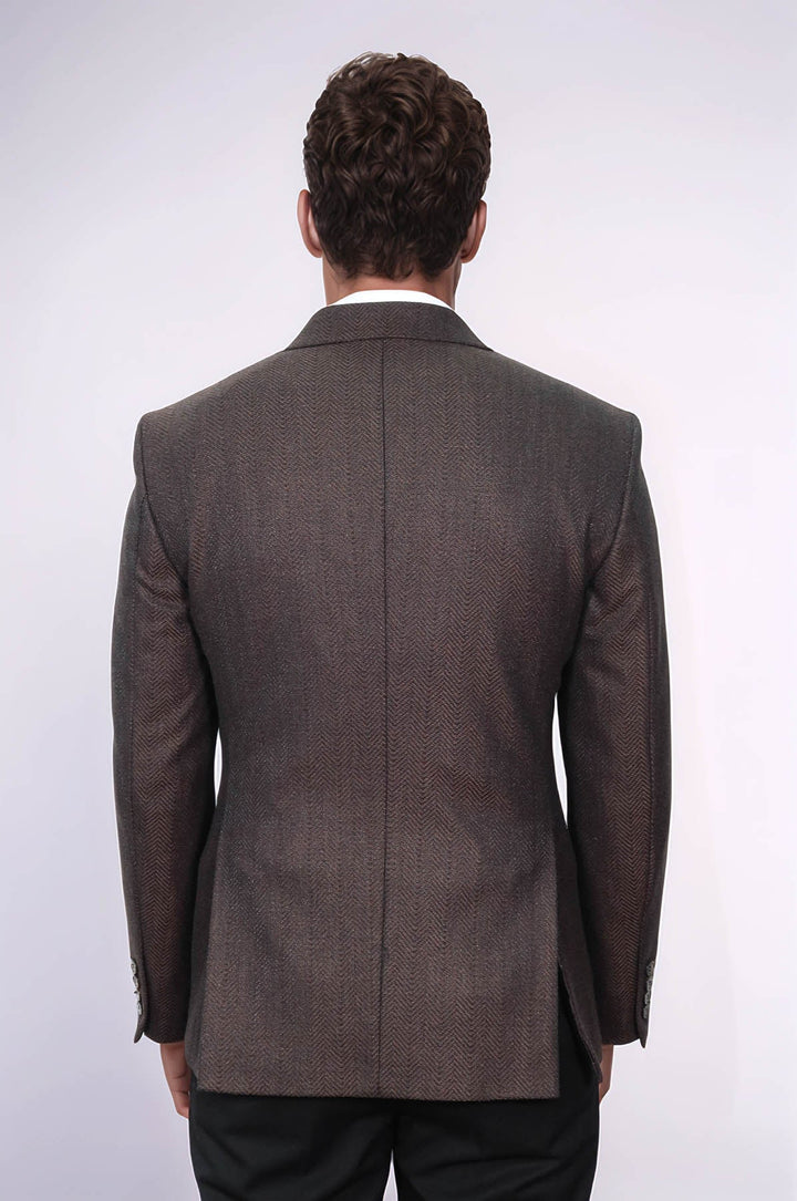 WSS Slim Fit Patterned Brown Men Blazer  - Surrey