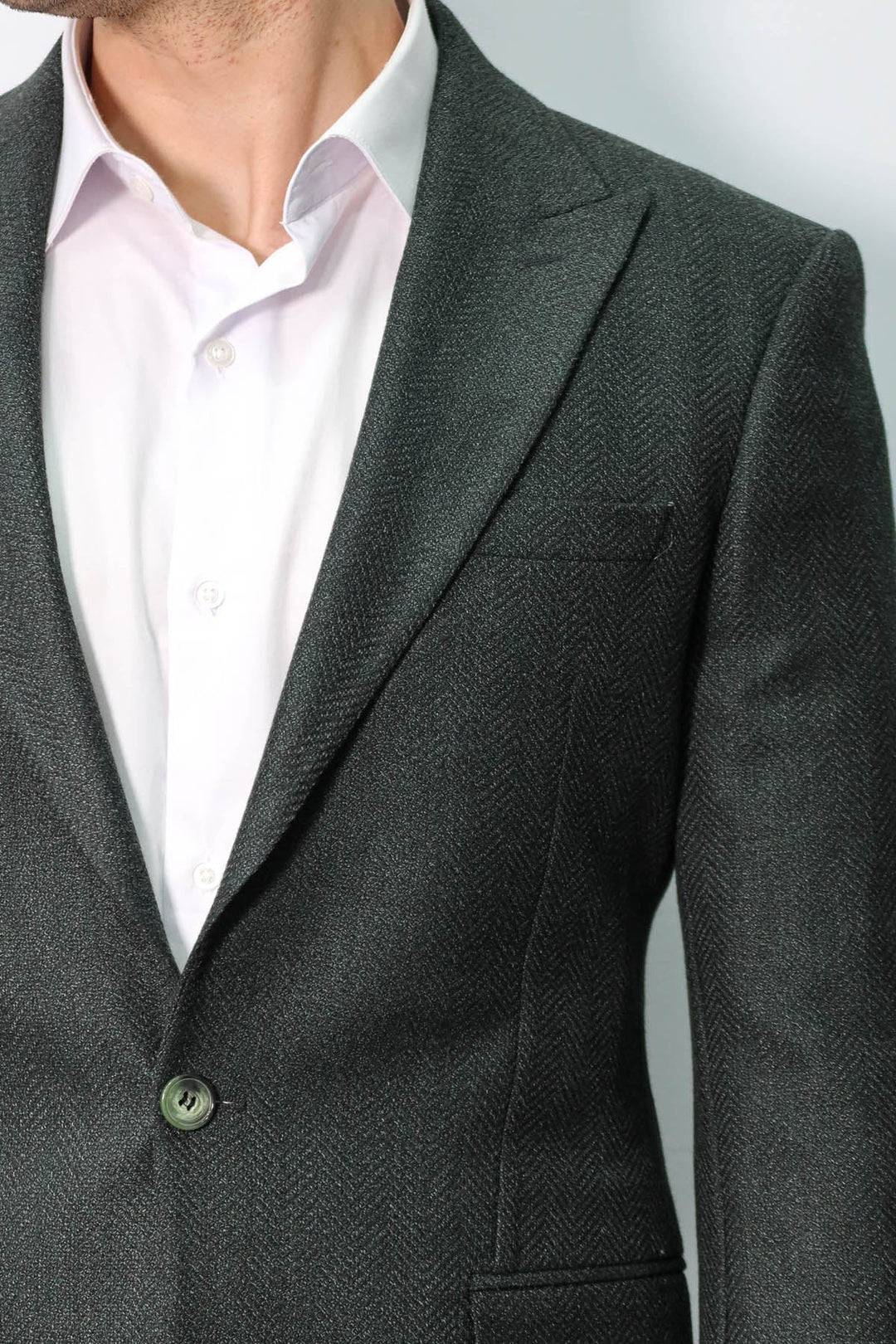 WSS Slim Fit Patterned Dark Green Men Blazer  - Coram