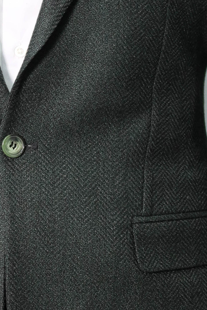 WSS Slim Fit Patterned Dark Green Men Blazer  - Coram