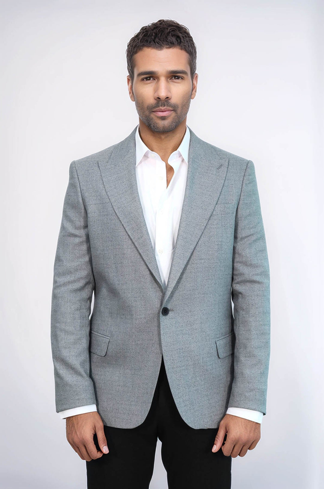 WSS Patterned Wide Lapel Grey Men Blazer  - Trujillo Alto