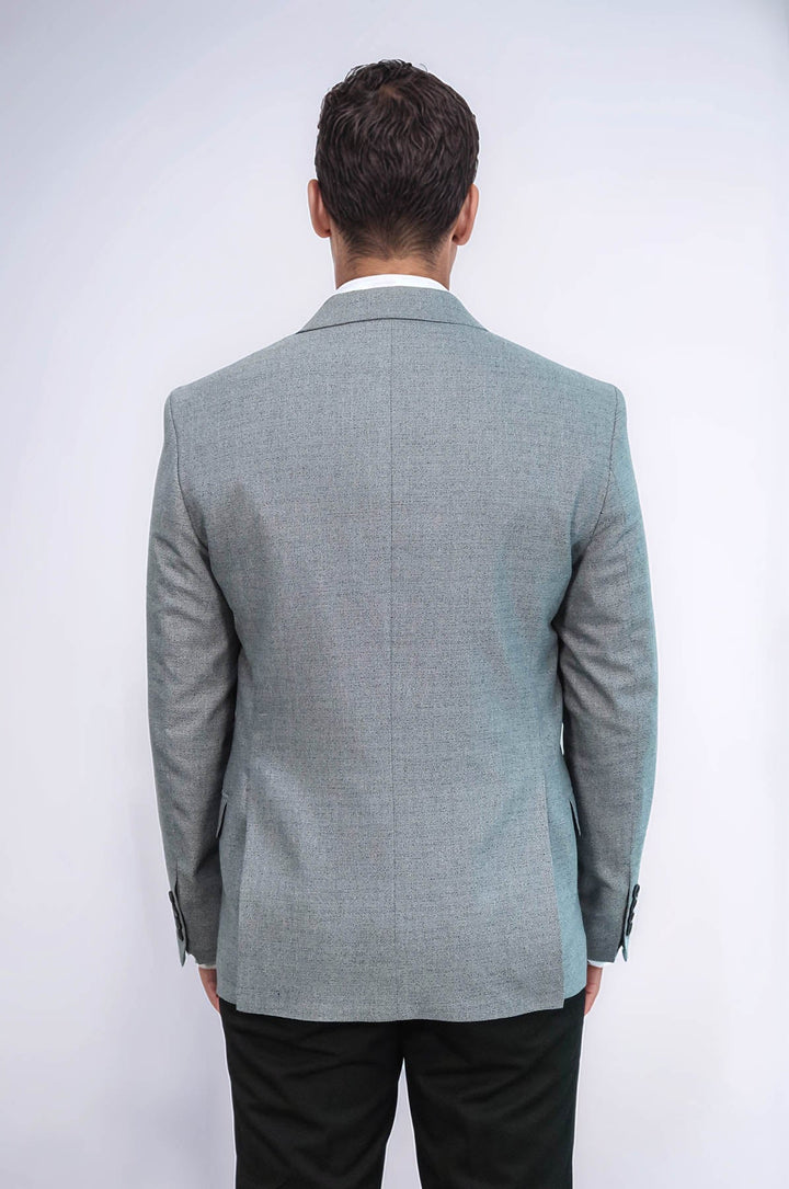 WSS Patterned Wide Lapel Grey Men Blazer  - Trujillo Alto