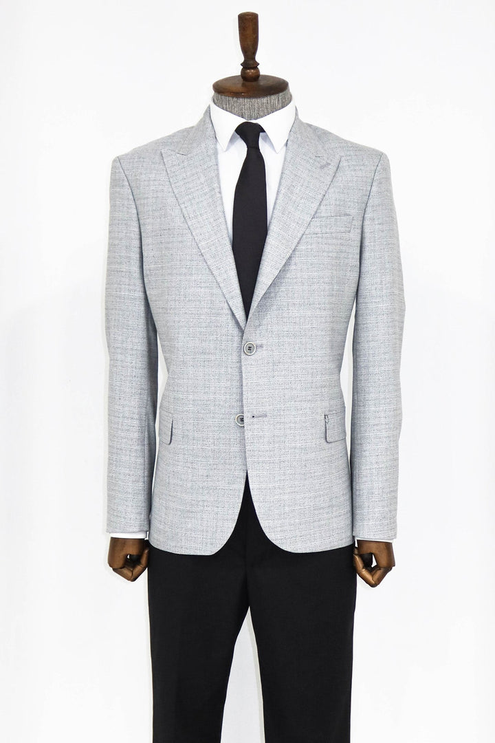 WSS Patterned Wide Lapel Grey Men Blazer and Trousers Combination  - Bel Air South