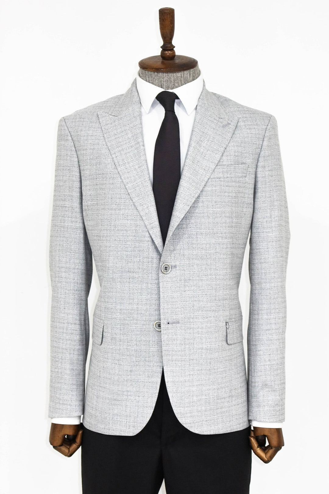 WSS Patterned Wide Lapel Grey Men Blazer and Trousers Combination  - Bel Air South