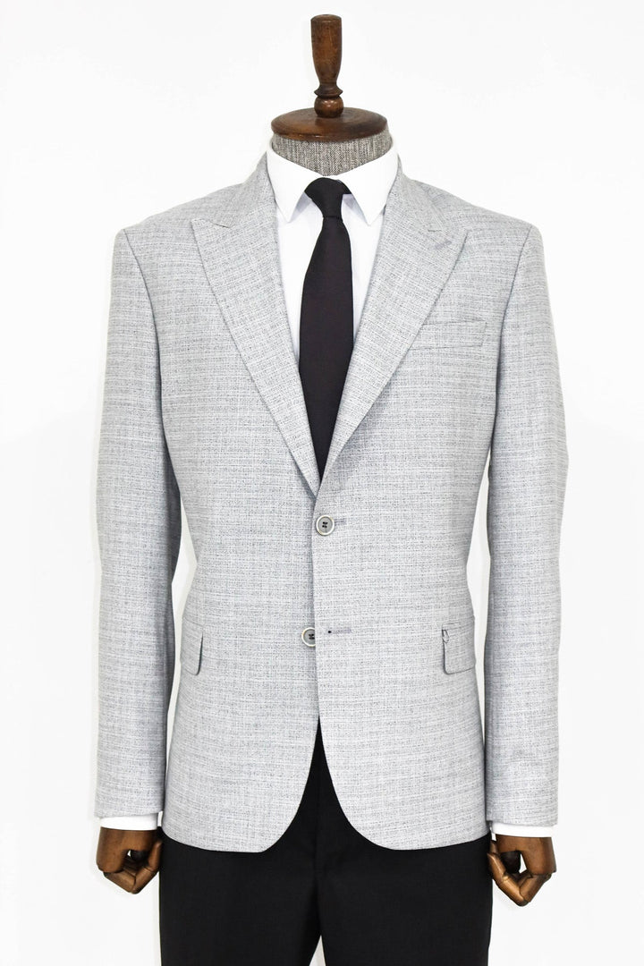 WSS Patterned Wide Lapel Grey Men Blazer and Trousers Combination  - Bel Air South