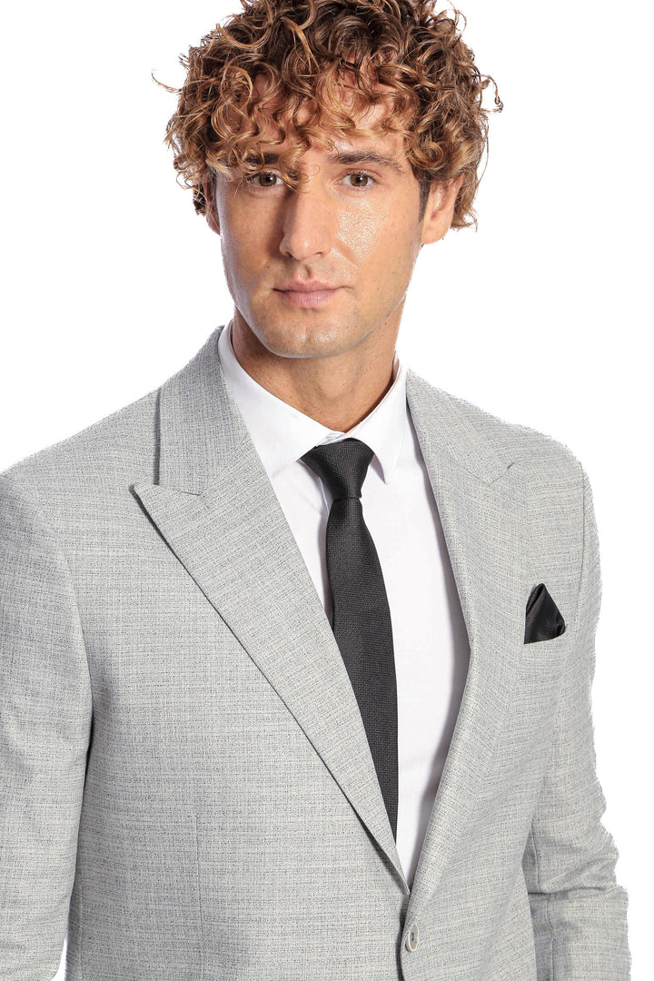 WSS Patterned Wide Lapel Grey Men Blazer  - Singen