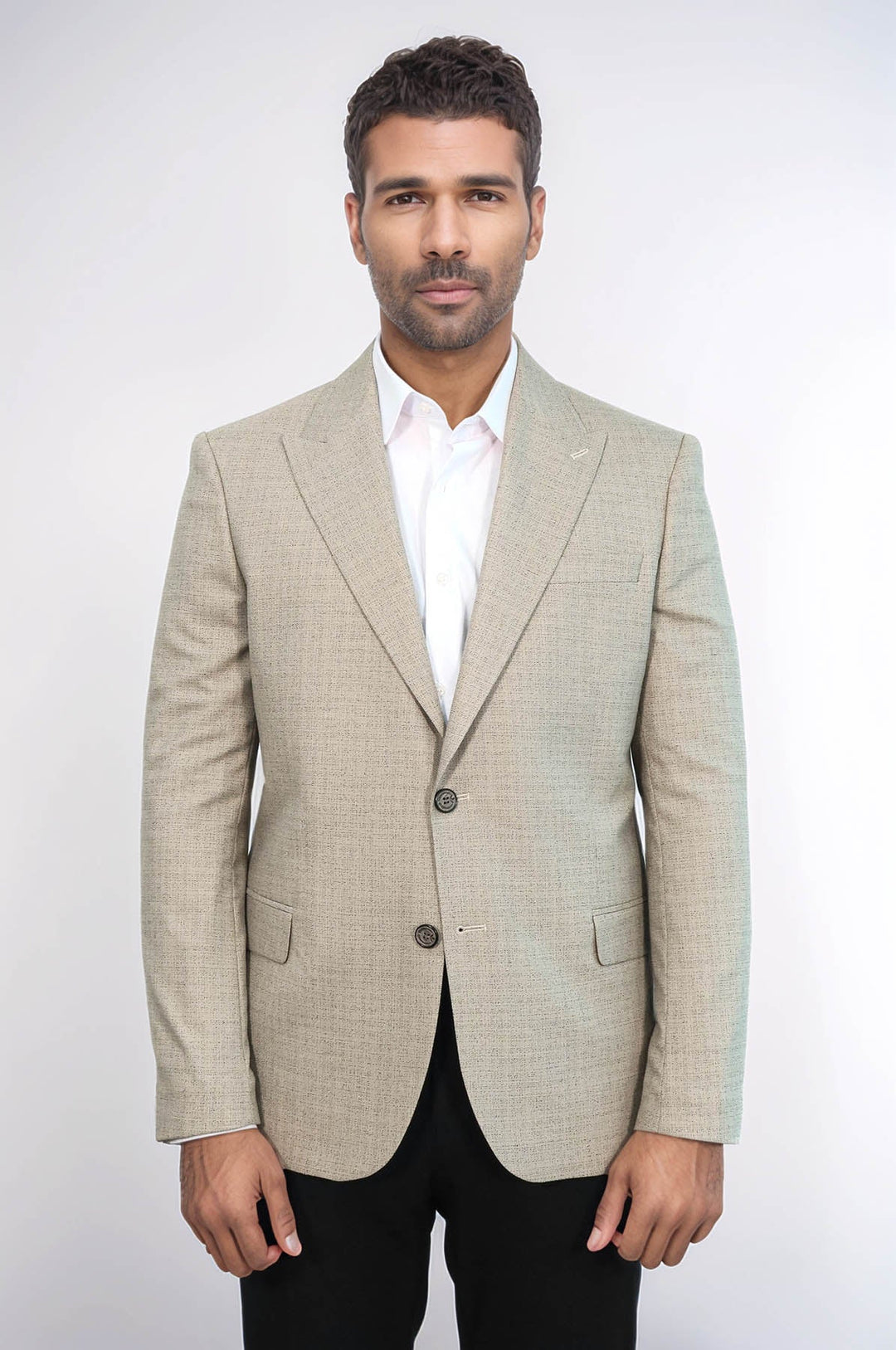 WSS Patterned Wide Lapel Cream Men Blazer  - Corigliano Calabro