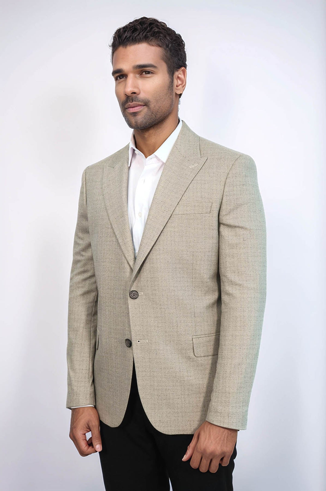WSS Patterned Wide Lapel Cream Men Blazer  - Corigliano Calabro