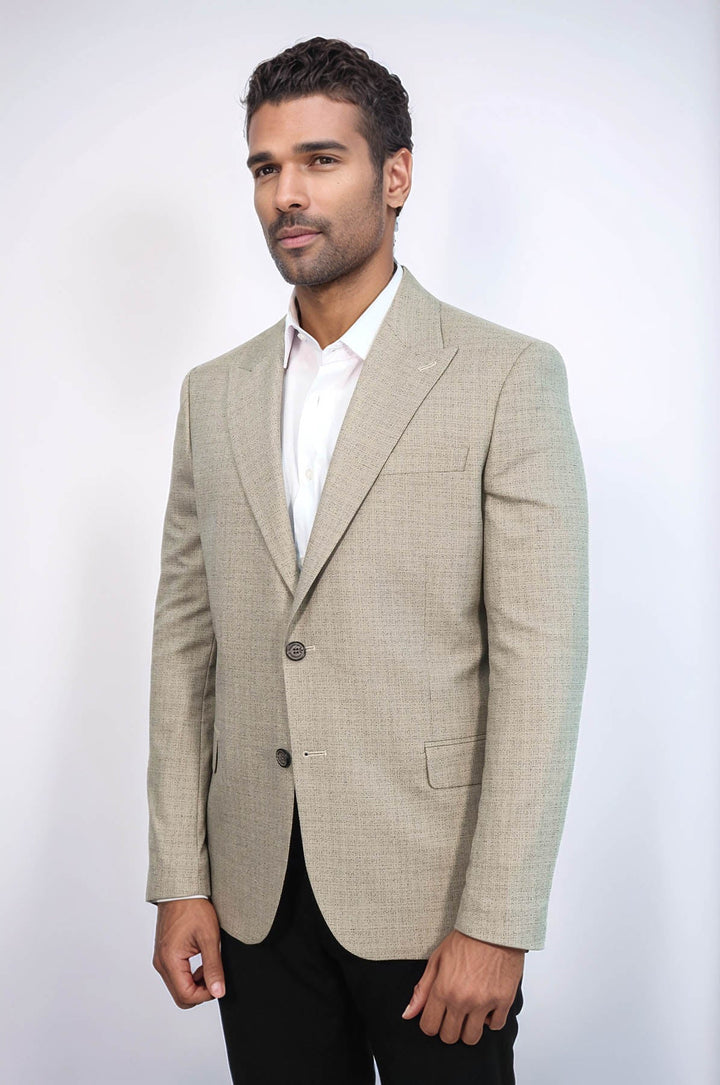 WSS Patterned Wide Lapel Cream Men Blazer  - Corigliano Calabro