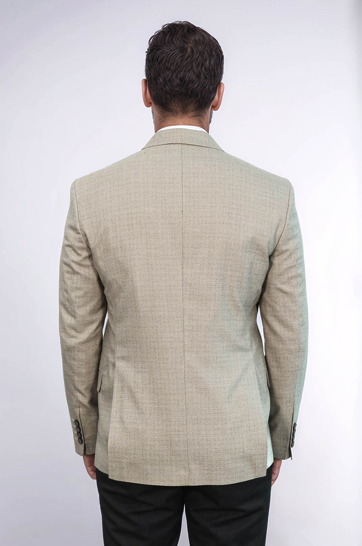WSS Patterned Wide Lapel Cream Men Blazer  - Corigliano Calabro