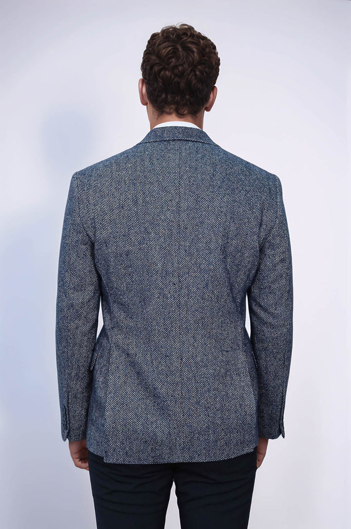 WSS Houndstooth Pattern Wool Blue Men Blazer  - Créteil