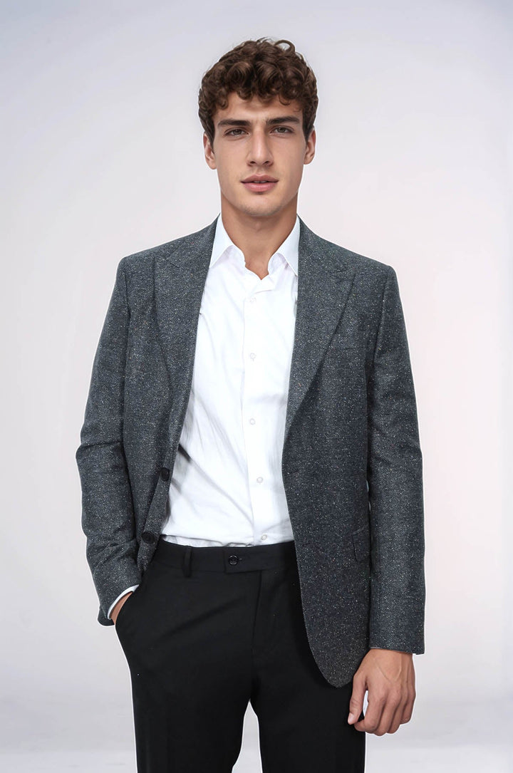 WSS Houndstooth Pattern Wool Anthracite Men Blazer  - Neustadt am Rübenberge