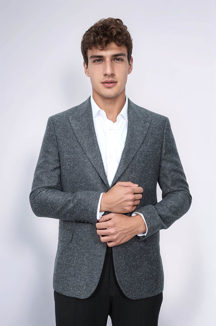 WSS Houndstooth Pattern Wool Anthracite Men Blazer  - Neustadt am Rübenberge