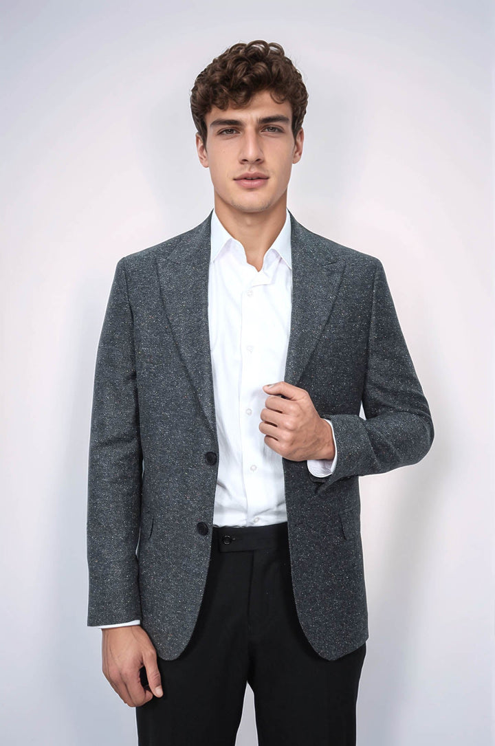 WSS Houndstooth Pattern Wool Anthracite Men Blazer  - Neustadt am Rübenberge