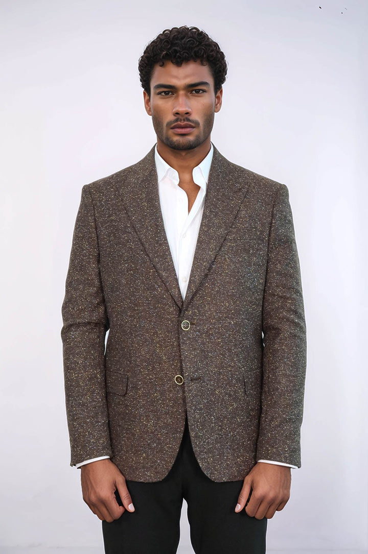 WSS Houndstooth Pattern Wool Brown Men Blazer  - Scottsdale