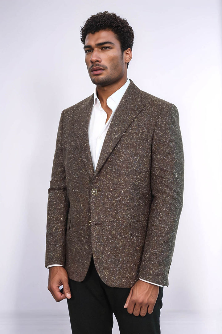 WSS Houndstooth Pattern Wool Brown Men Blazer  - Scottsdale