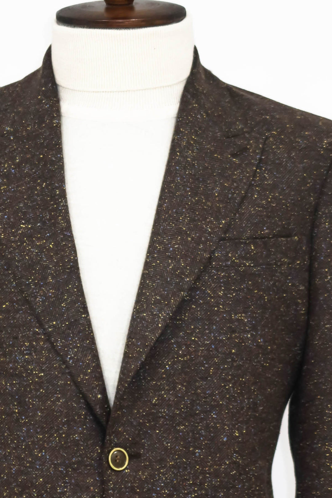 WSS Houndstooth Pattern Wool Brown Men Blazer  - Singen