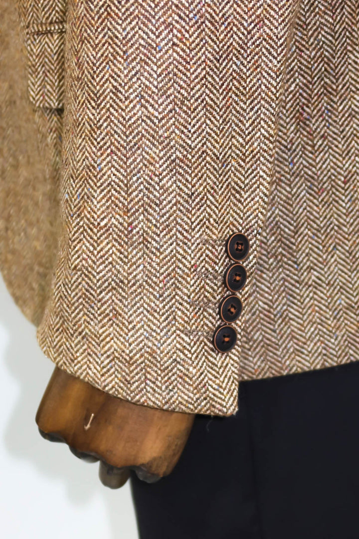 سترة WSS للرجال من الصوف بنمط Houndstooth باللون البني الفاتح - سينجين