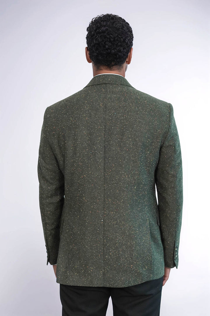 WSS Houndstooth Pattern Wool Green Men Blazer  - Chystiakove