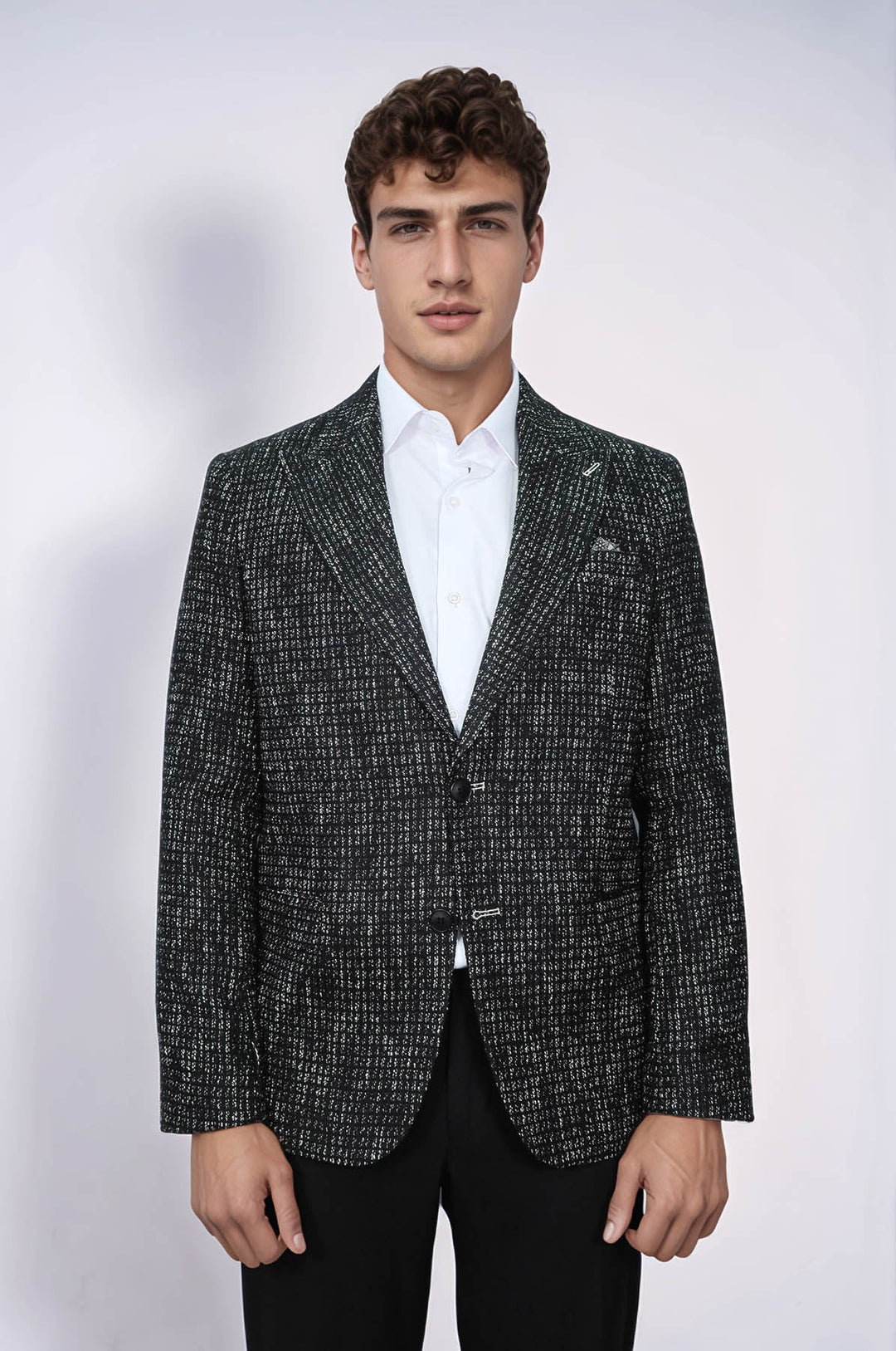 WSS Slim Fit Patterned Sport Black Men Blazer  - Staten Island
