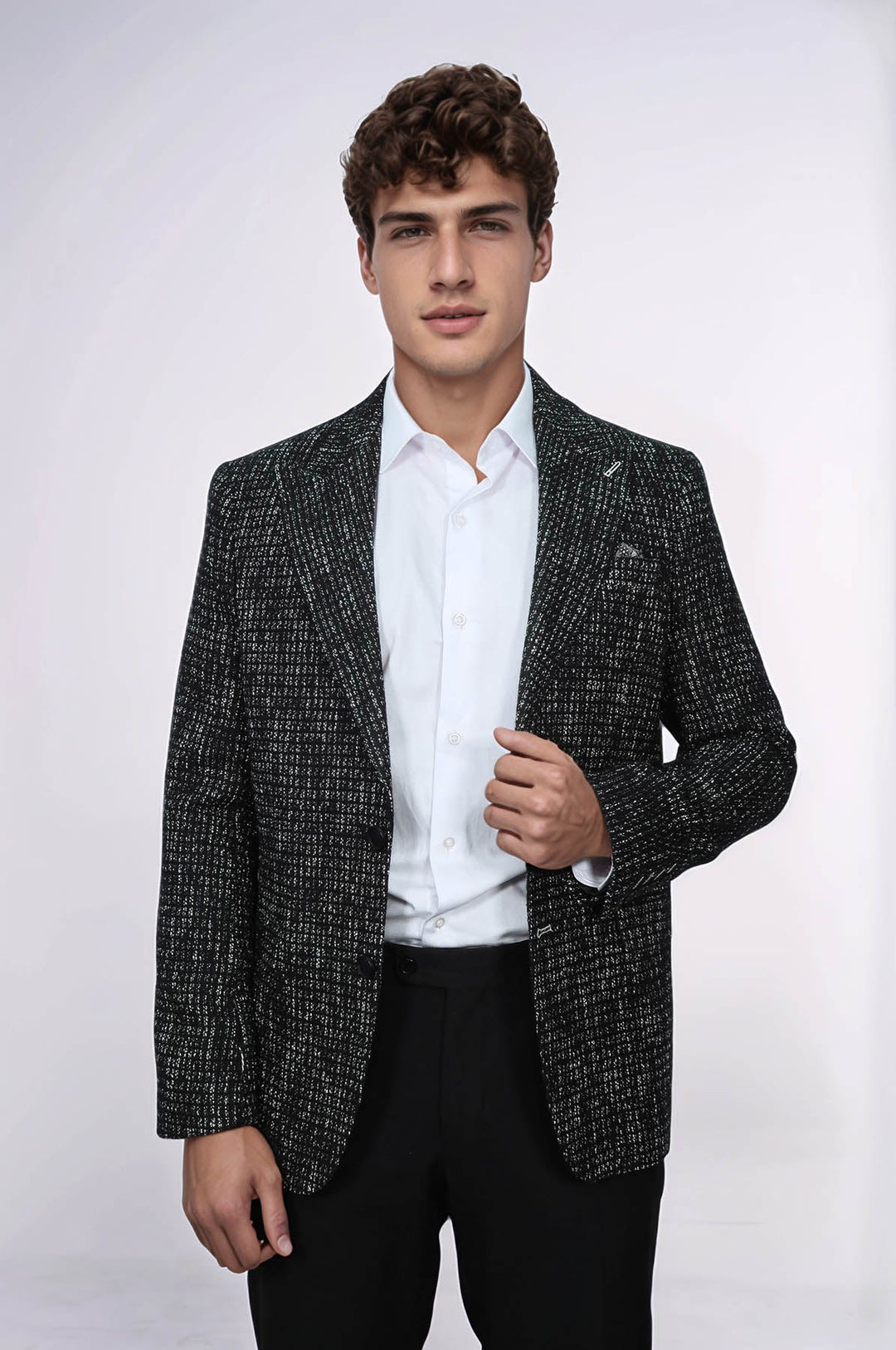 WSS Slim Fit Patterned Sport Black Men Blazer  - Staten Island