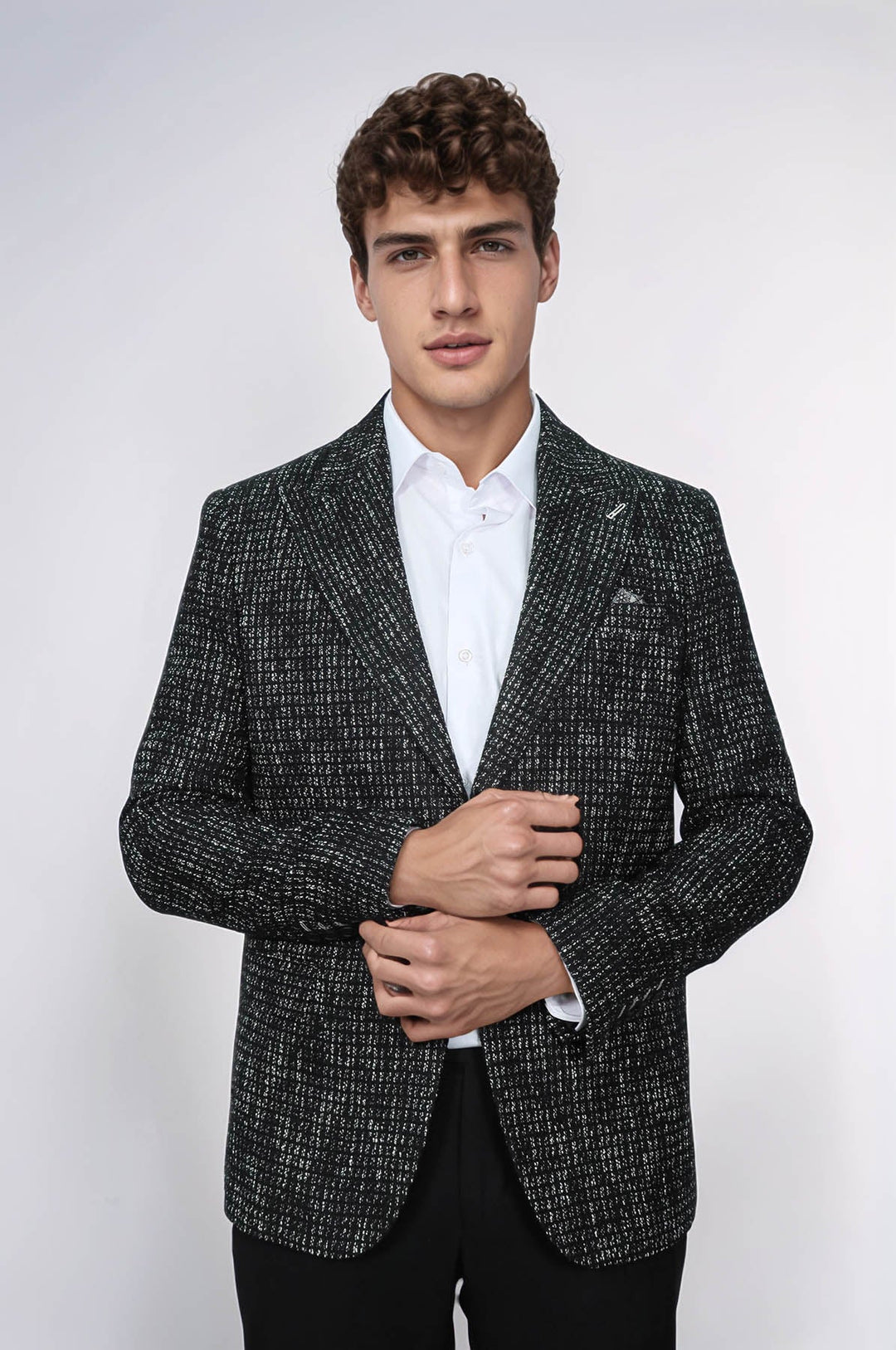 WSS Slim Fit Patterned Sport Black Men Blazer  - Staten Island