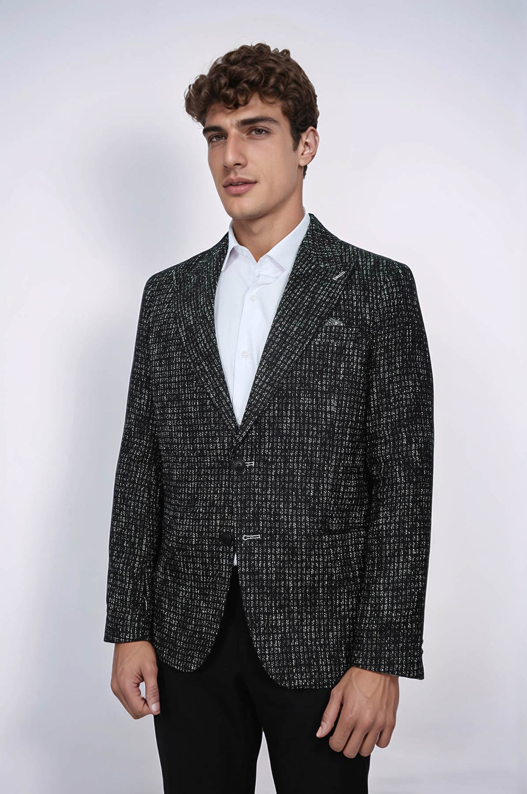WSS Slim Fit Patterned Sport Black Men Blazer  - Staten Island