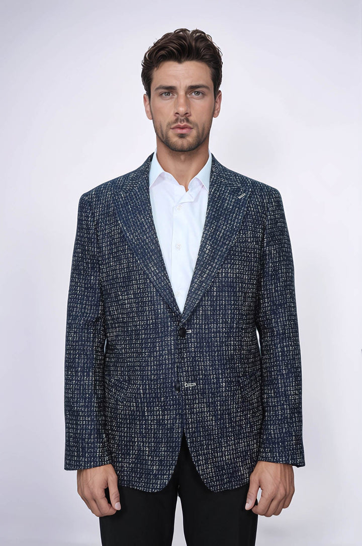 WSS Slim Fit Patterned Sport Navy Blue Men Blazer  - Zugdidi