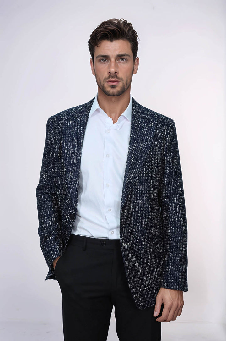 WSS Slim Fit Patterned Sport Navy Blue Men Blazer  - Zugdidi