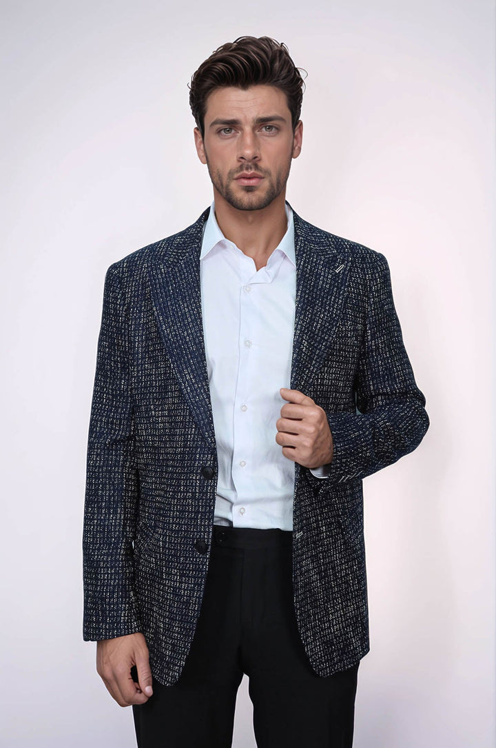 WSS Slim Fit Patterned Sport Navy Blue Men Blazer  - Zugdidi