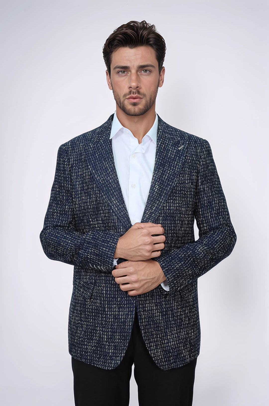 WSS Slim Fit Patterned Sport Navy Blue Men Blazer  - Zugdidi