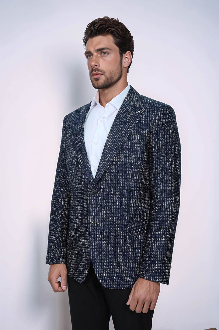 WSS Slim Fit Patterned Sport Navy Blue Men Blazer  - Zugdidi