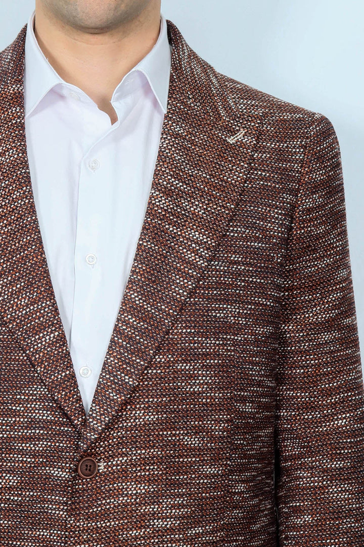 WSS Slim Fit Patterned Sport Brown Men Blazer  - San Remo