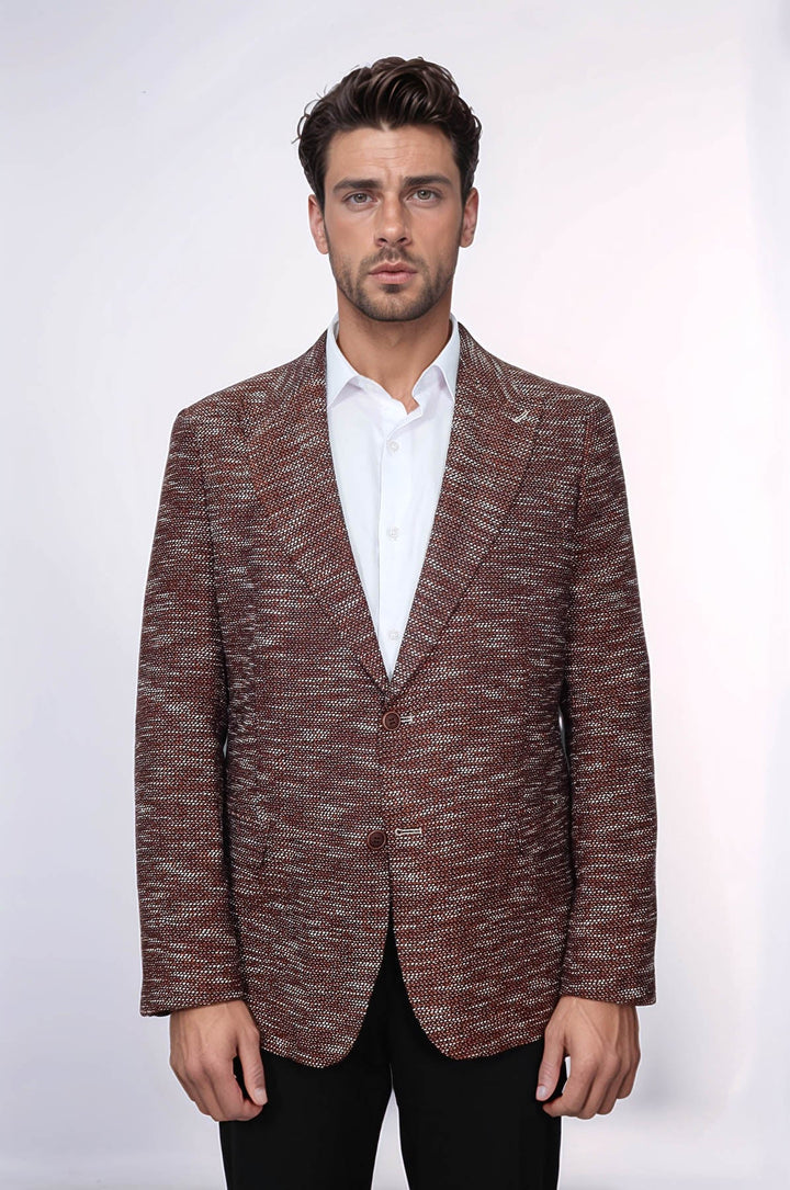 WSS Slim Fit Patterned Sport Brown Men Blazer  - San Remo