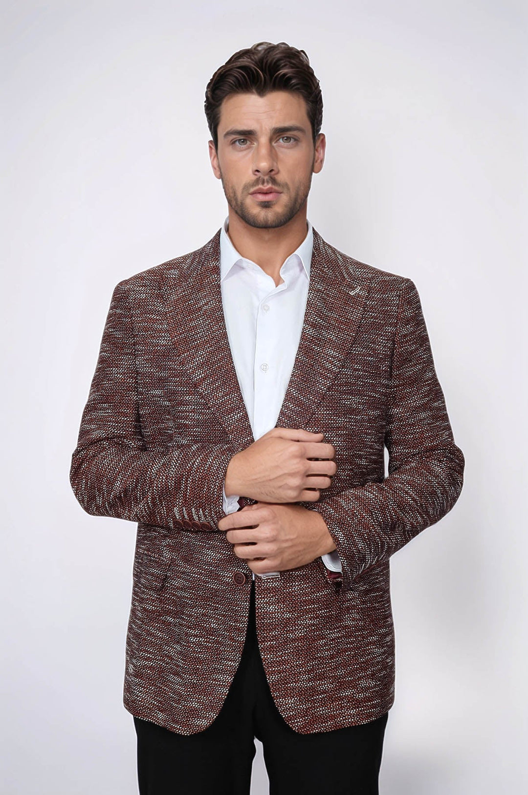 WSS Slim Fit Patterned Sport Brown Men Blazer  - San Remo