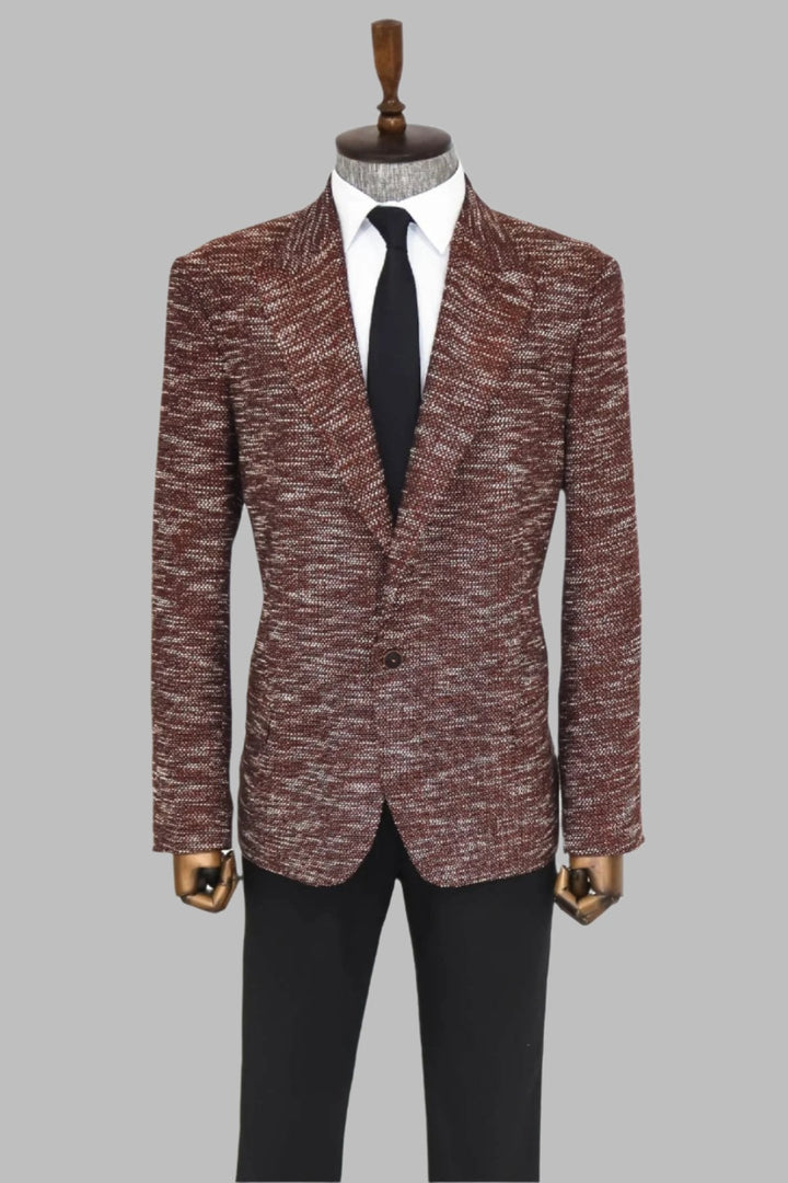 WSS Slim Fit Patterned Sport Brown Men Blazer  - Singen