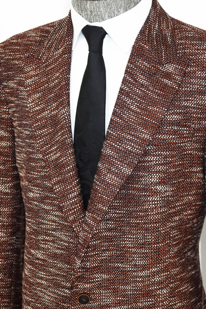 WSS Slim Fit Patterned Sport Brown Men Blazer  - Singen