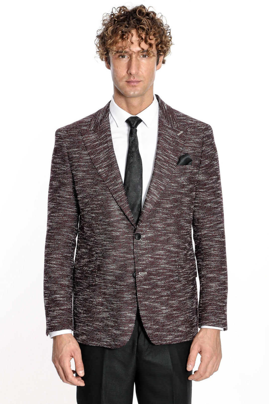 WSS Slim Fit Patterned Sport Burgundy Men Blazer  - Famalicão