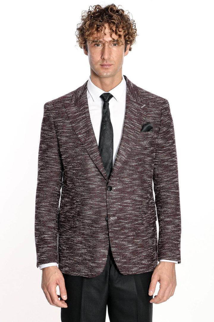 WSS Slim Fit Patterned Sport Burgundy Men Blazer  - Famalicão