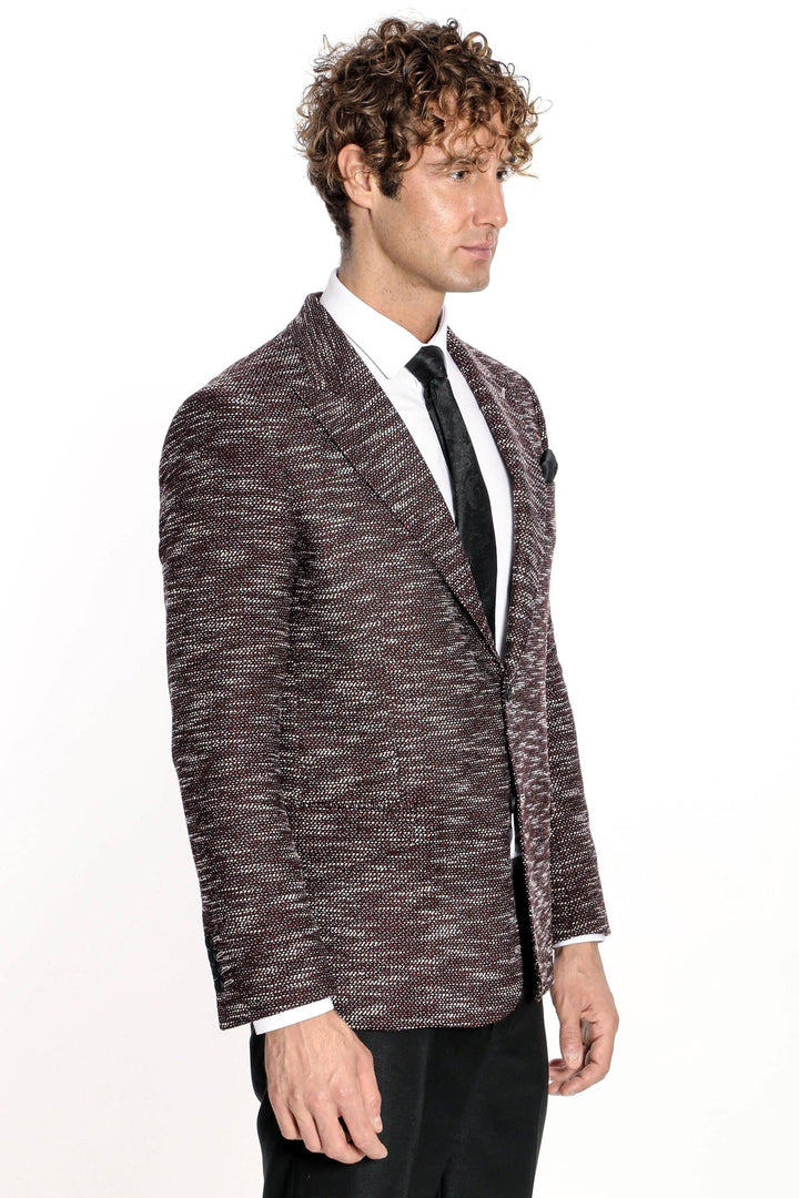 WSS Slim Fit Patterned Sport Burgundy Men Blazer  - Famalicão