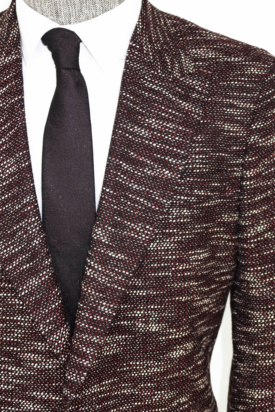 WSS Slim Fit Patterned Sport Burgundy Men Blazer and Trousers Combination - Tempe
