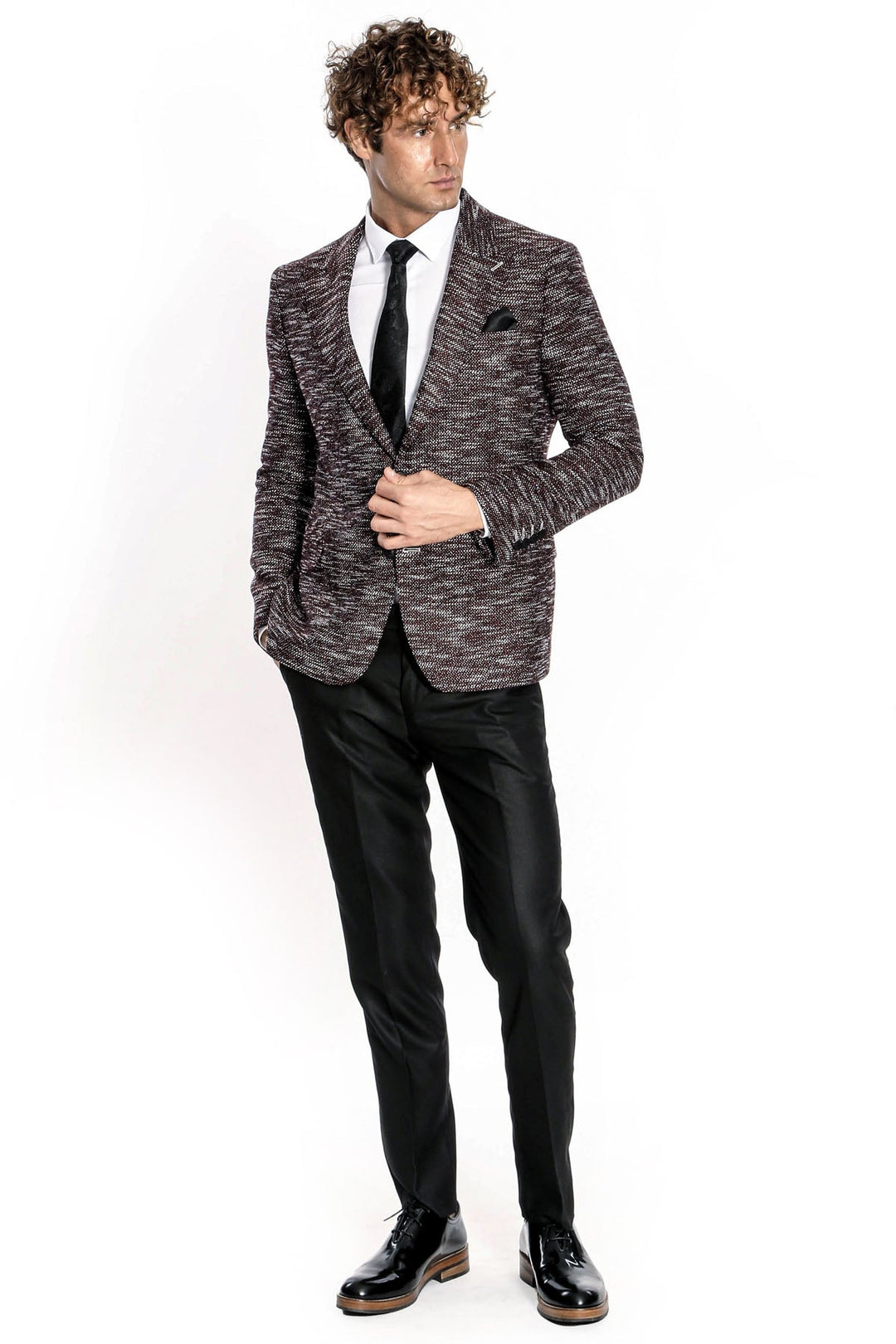 WSS Slim Fit Patterned Sport Burgundy Men Blazer  - Famalicão
