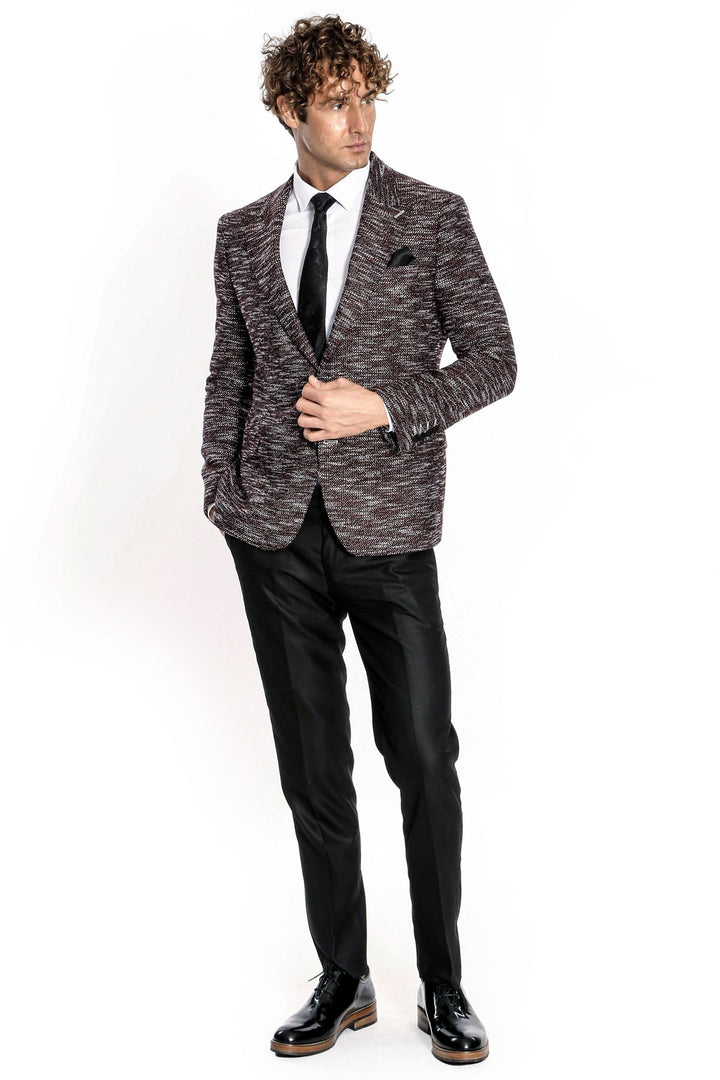 WSS Slim Fit Patterned Sport Burgundy Men Blazer  - Famalicão
