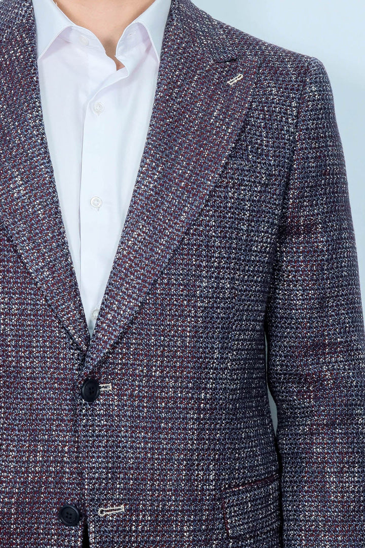 WSS Slim Fit Patterned Sport Purple Men Blazer  - Schertz