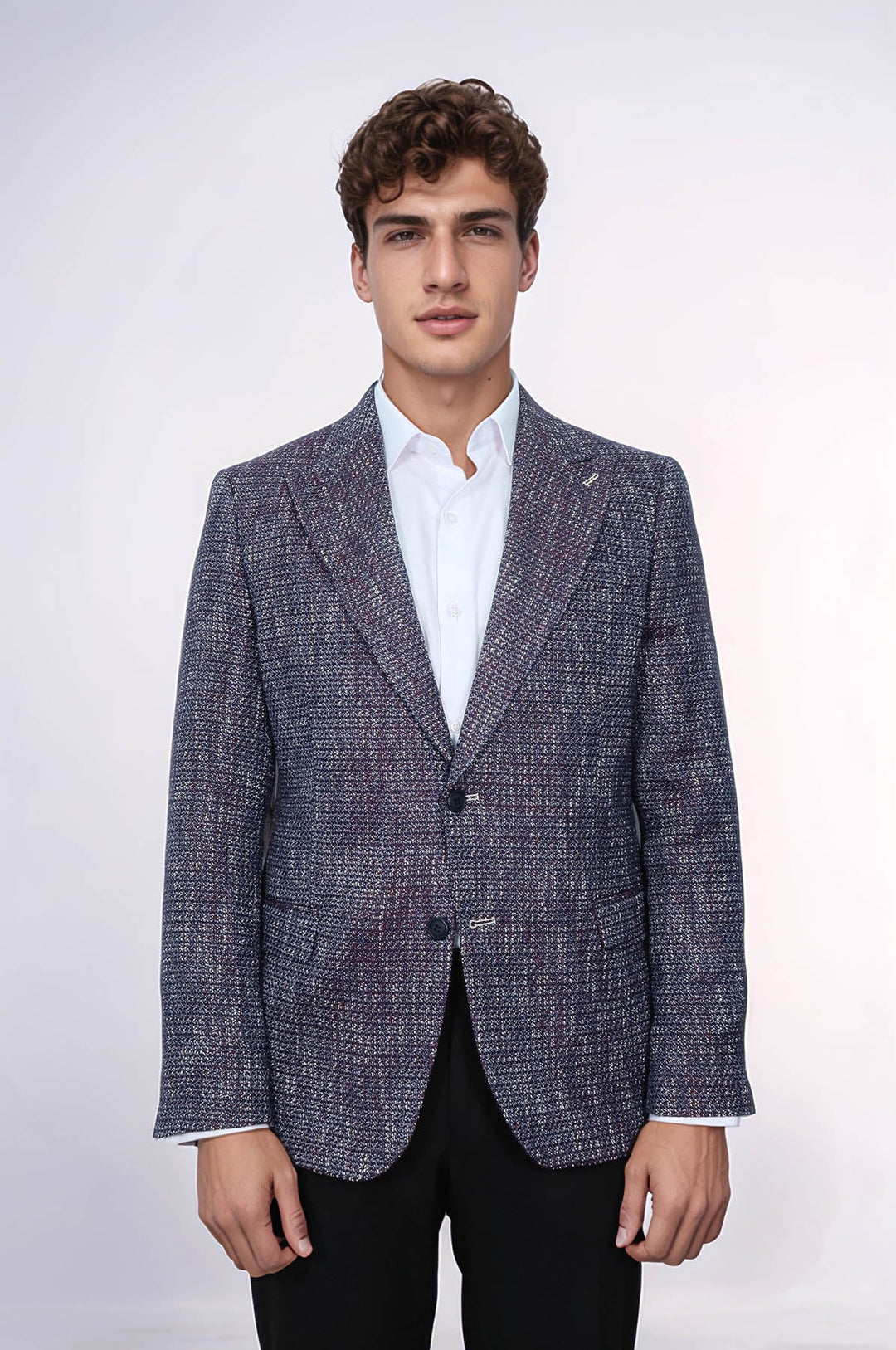 WSS Slim Fit Patterned Sport Purple Men Blazer  - Schertz