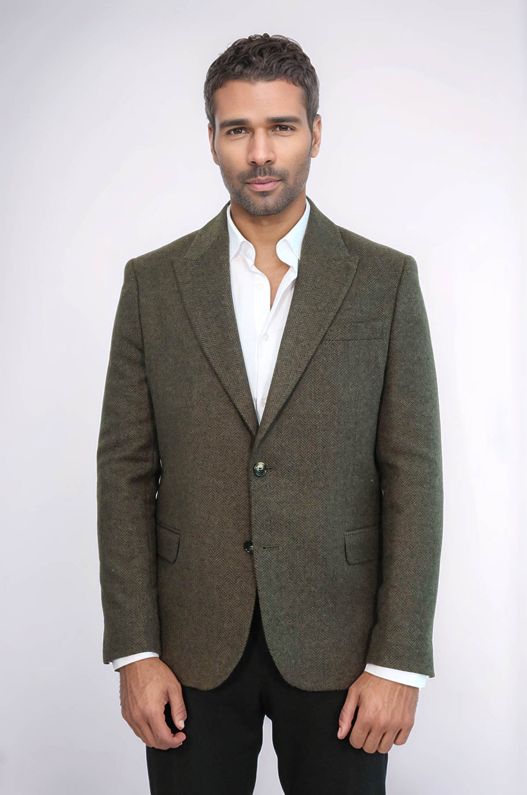 WSS Houndstooth Wool Dark Green Men Blazer  - Hanau